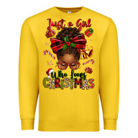 Lemon just a girl who loves christmas afro messy bun Premium Sweatshirt - texasbilliewilder
