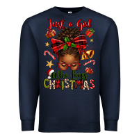 Navy just a girl who loves christmas afro messy bun Premium Sweatshirt - texasbilliewilder