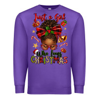 Purple just a girl who loves christmas afro messy bun Premium Sweatshirt - texasbilliewilder