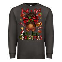 Smoke just a girl who loves christmas afro messy bun Premium Sweatshirt - texasbilliewilder