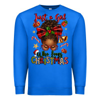 True Royal just a girl who loves christmas afro messy bun Premium Sweatshirt - texasbilliewilder