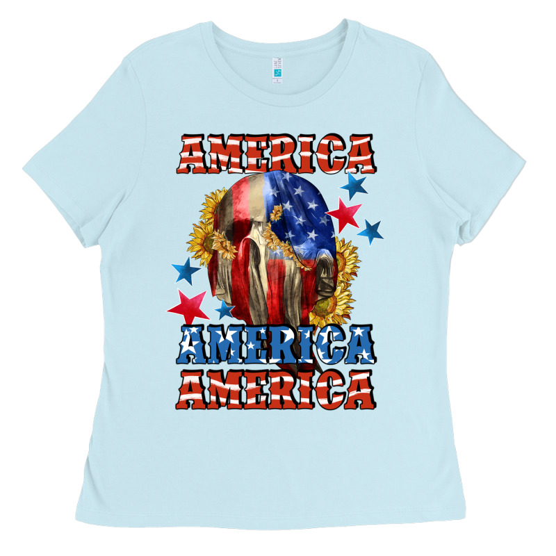 America Skeleton 4th Of July Ladies Tee by CowGirlArtShop | Teevron