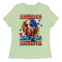 Matcha America skeleton 4th of july Ladies Tee - CowGirlArtShop