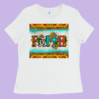 Faith Cross And Sunflower Tumbler Ladies Tee Designed By Hra Design Shop