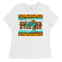 White faith cross and sunflower tumbler Ladies Tee - HRA Design Shop