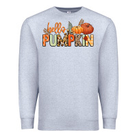 Heather Grey Hello pumpkin Premium Sweatshirt - NancyCooperArtShop