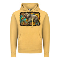 Vintage Mustard western sunflowers elephant Vintage Hoodie - LillyAllenDesigns