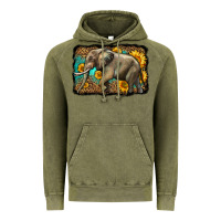 Vintage Olive western sunflowers elephant Vintage Hoodie - LillyAllenDesigns