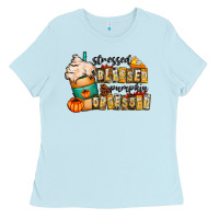 Stressed Blessed Pumpkin Obsessed Ladies Tee | Teevron