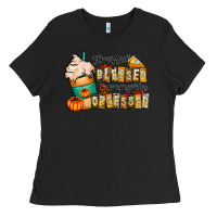 Black stressed blessed pumpkin obsessed Ladies Tee - CowhideDigitalArt