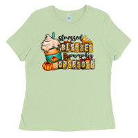 Matcha stressed blessed pumpkin obsessed Ladies Tee - CowhideDigitalArt
