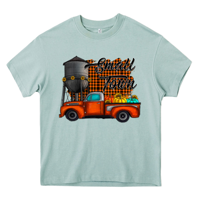 Small Town Fall Heavy Core Tee by CowhideDigitalArt | Teevron