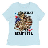 Baby Blue America the beautiful 4th of july Ladies Tee - CowGirlArtShop