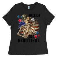 Black America the beautiful 4th of july Ladies Tee - CowGirlArtShop