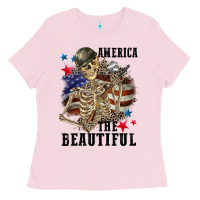 Bubblegum Pink America the beautiful 4th of july Ladies Tee - CowGirlArtShop