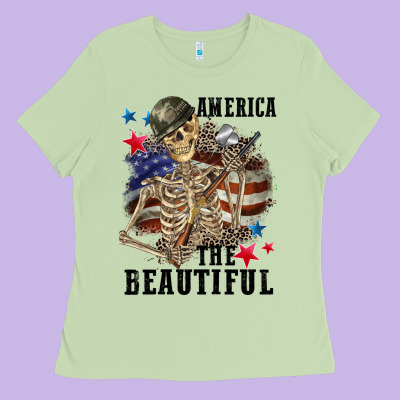 America The Beautiful 4th Of July Ladies Tee Designed By Cowgirlartshop