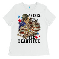 White America the beautiful 4th of july Ladies Tee - CowGirlArtShop