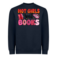 Navy hot girls read books Heavyweight Sweatshirt - MaliasSmallBusiness