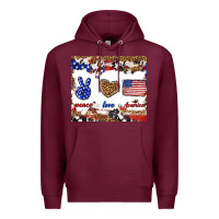 Burgundy peace love america Premium Hoodie - TumblerDesignByShophia