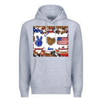 Heather Grey peace love america Premium Hoodie - TumblerDesignByShophia