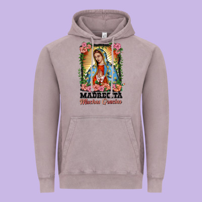 Madrecita Muchas Gracias Lady Of Guadalupe Vintage Hoodie Designed By Barkaloodesign