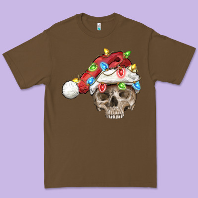 Christmas Skull With Santa Hat Premium Tee Designed By Fadigitalartstudio
