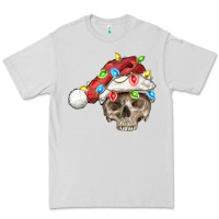 Dove Grey Christmas skull with santa hat Premium Tee - FaDigitalArtStudio