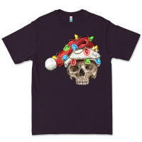 Plum Christmas skull with santa hat Premium Tee - FaDigitalArtStudio