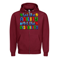 Burgundy see the ability not the disability Zipper Hoodie - Artiststas