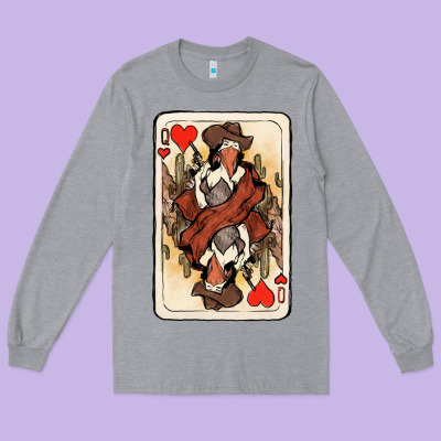 Queen Of Hearts Cowgirl Long Sleeve Tee Designed By Nancycooperartshop