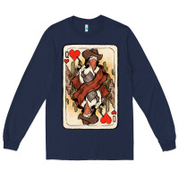 Navy queen of hearts cowgirl Long Sleeve Tee - NancyCooperArtShop