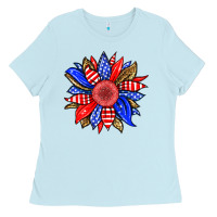 Baby Blue America sunflower Ladies Tee - Neo Western