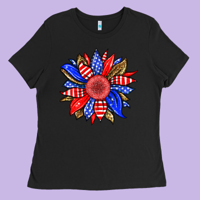 America Sunflower Ladies Tee Designed By Neo Western