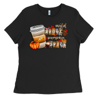 Black wild about pumpkin spice Ladies Tee - CowhideDigitalArt