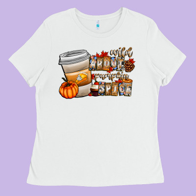 Wild About Pumpkin Spice Ladies Tee Designed By Cowhidedigitalart