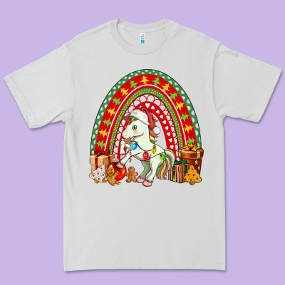 Christmas Unicorn Rainbow Premium Tee Designed By Fadigitalartstudio