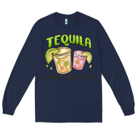 Navy tequila cheaper than therapy Long Sleeve Tee - MaliasSmallBusiness