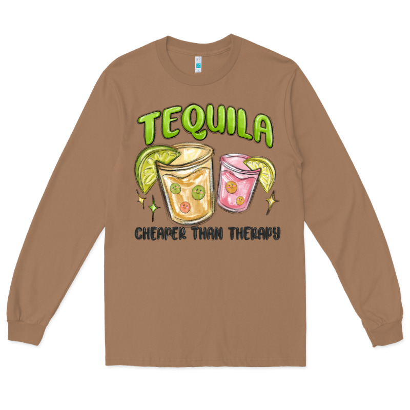 Tequila Cheaper Than Therapy Long Sleeve Tee by MaliasSmallBusiness | Teevron