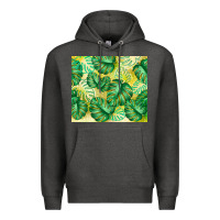 Charcoal Heather monstera leaf Premium Hoodie - TumblerDesignByShophia