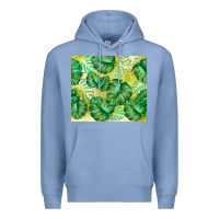Colony Blue monstera leaf Premium Hoodie - TumblerDesignByShophia