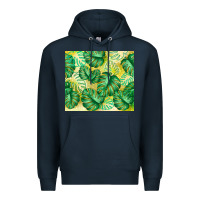 Navy monstera leaf Premium Hoodie - TumblerDesignByShophia