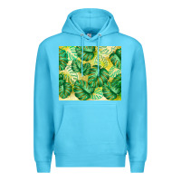 Ocean Blue monstera leaf Premium Hoodie - TumblerDesignByShophia