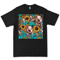 Black cute pig with patches seamless pattern Premium Tee - HRA Design Shop