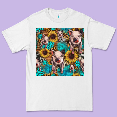 Cute Pig With Patches Seamless Pattern Premium Tee Designed By Hra Design Shop