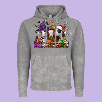 Hallothanksmas Heifers Vintage Hoodie Designed By Jasminsmagicworld