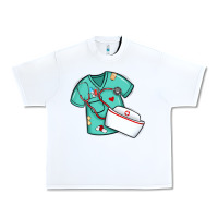 White custom name nurse scrubs   font easter risen Urban Heavy Tee - MaliasSmallBusiness