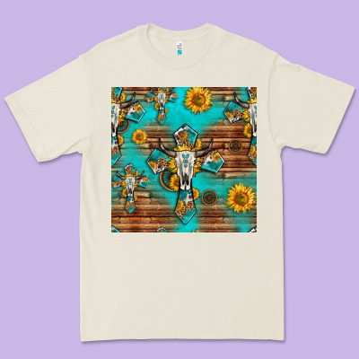 Bull Skull Cross Seamless Pattern Premium Tee Designed By Hra Design Shop
