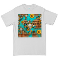Dove Grey bull skull cross seamless pattern Premium Tee - HRA Design Shop