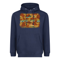 Navy Aztec Background Pattern Western Heavyweight Hoodie - texasbilliewilder