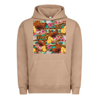 Pigment Burro chicken and chicks with flowers seamless pattern Urban Hoodie - FaDigitalArtStudio